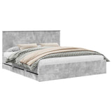 Bed Frame with Drawer Concrete Grey 180 x 200 cm Engineer Wood 3411092