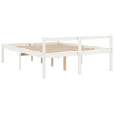 Bed Frame White Solid pine wood, Plywood 160 x 200 cm Bed Frame 810625