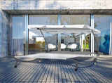 Double Sun Lounger with Adjustable Detachable Canopy, Portable Garden Daybed for 2 with Wheels, T3398P320128