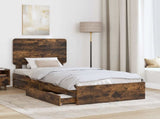Storage Bed with Drawer Smoked Oak 75 x 190 cm Engineered Wood 3412739