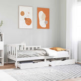 Daybed with Drawers without Mattress White 90x200 cm Solid Wood 3302101