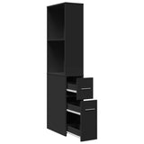 Narrow Bathroom Cupboard with Wheels Black Engineered Wood 855296