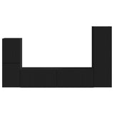 TV Cabinet Set Wall-mounted 4 pcs Black Engineered Wood 3409025