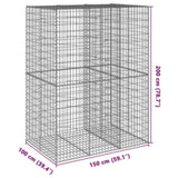 Gabion Basket with Cover 150x100x200 cm Galvanised Iron 3295226