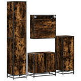 4 Piece Bathroom Furniture Set Smoked Oak Engineered Wood 3301197