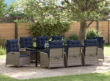 Garden Dining Set with Cushion 9 pcs Grey and Black Rattan 3380581