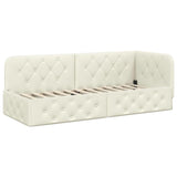 Corner Bed Frame with Headboard Cream 80 x 200 cm Velvet 42016520