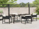 Garden Dining Set 5 pcs Black Poly Rattan 3380715