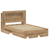 Bed Frame with Storage Artisan Oak 120 x 190 cm Engineered Wood 3433838