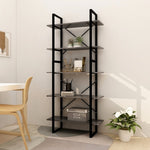 5-Tier Book Cabinet Grey 80x30x175 cm Engineered Wood 3081990