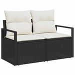 Garden Sofa with Cushion Black 120 x 62 x 69cm Poly Rattan 42006752