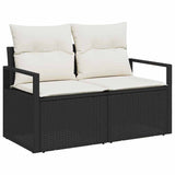 Garden Sofa with Cushion Black 120 x 62 x 69cm Poly Rattan 42006752