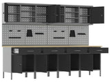 Work Cabinet with Drawer 10 pcs Black Engineered Wood and Steel 3321484