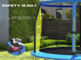 8ft Trampoline with Safety Enclosure Net, Steel Frame Outdoor Trampoline, with Edge, Safety Cover T3398P349143
