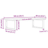 Basin Shelf Wall Mounted Steel and Solid Wood Oak 3302637