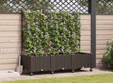 Garden Planter with Trellis&Wheels 3 pcs Brown PP 3423076