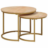 Nesting Coffee Tables 2 pcs Brown Solid Mango Wood and Steel 4104643