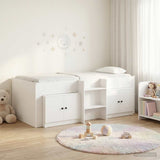 Loft Bed Frame with Cabinet 3 pcs White Engineered Wood 3423382