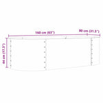 Garden Raised Bed Brown 160 x 80 x 44 cm Steel 42011333