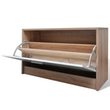 241246 Oak and White 3-in-1 Wooden Shoe Cabinet Set