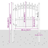 Fence Gate with Spikes Grey 100 x 100 cm Powder-coated steel 42009002