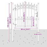 Fence Gate with Spikes EMMEN 100 x 100 cm Powder-coated steel 42009002