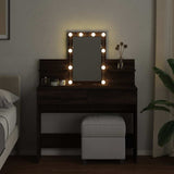 Dressing Table with LED Brown Oak 100x40x130 cm 848205