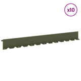 Lawn Edging 10 pcs 102 x 10 x 4 cm Steel Olive Green 8008751