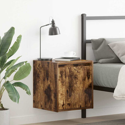 ZNTS Wall-Mounted Bedside Cabinets 2 pcs Smoked Oak 38x34x40 cm 861238