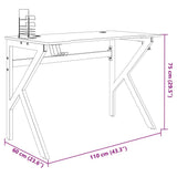 Gaming Desk with K Shape Legs Black 110x60x75 cm 325402