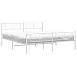 Metal Bed Frame without Mattress with Footboard White 183x213cm 372251