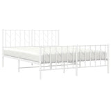 Metal Bed Frame without Mattress with Footboard White 150x200cm 374506