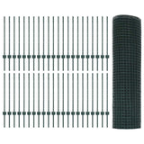 Welded Wire Fence with Posts 100 x 0.8 m PVC-Coated Steel Green 3336543