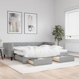 Daybed with Trundle and Drawers Light Grey 90x190 cm Fabric 3196653