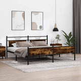 Metal Bed Frame without Mattress Smoked Oak 200x200 cm 3325117