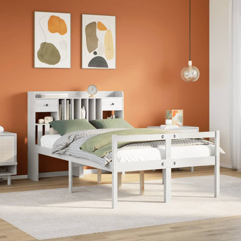 ZNTS Bookcase Bed without Mattress White 120x200 cm Solid Wood Pine 3322054