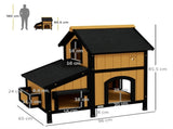 Wooden Cat House with Flower Pot, Windows, Multiple Entrances, Water-Resistant Roof for Outdoor T3398P349942