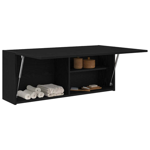 ZNTS Bathroom Wall Cabinet Black 100x25x40 cm Engineered Wood 860104