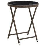 Tea Table Brown 60 cm Poly Rattan and Tempered Glass 310560
