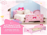 Princess-Themed Kids Toddler Bed w/ Cute Patterns, Safety Rails, for Ages 3-6 Years - Pink T3398P347981