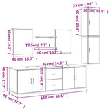 7 Piece Bathroom Furniture Set Oak Engineered Wood 242562