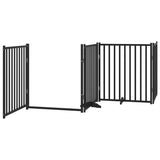 Dog Gate with Door Foldable 10 Panels Black 800 cm Poplar Wood 3155743