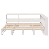 ZNTS Bookcase Bed without Mattress White 200x200cm Solid Wood Pine 3324488