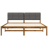 Bed Frame with Upholstered Headboard Natural and Light Grey 3405126