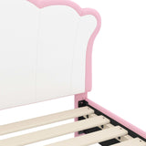 Children's Bed Frame with Headboard Pink 90 x 200 cm PU 42011083