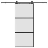 Sliding Door with Hardware Set Black 90x205 cm Tempered Glass 3375955