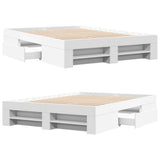 Bed Frame without Mattress White 135x190 cm Double Engineered Wood 3295506