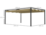 3 x 2m Retractable Pergola, Metal Pergola with Retractable Roof, Gazebo Canopy Shelter for Outdoor T3398P314130