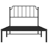 Metal Bed Frame without Mattress with Headboard Black 100x200cm 373882