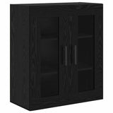 Highboard 2 pcs Black Oak Engineered Wood and Glass 3403197